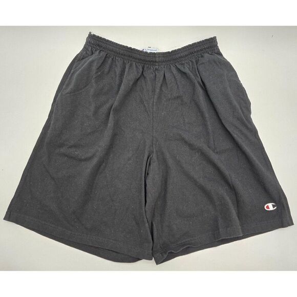 Vintage Champion Mens Authentic Black Shorts Size Large Cotton/Polyester Blend - Picture 2 of 7